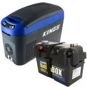 Adventure Kings 15L Centre Console Fridge Freezer + Battery Box USB & Cig Socket