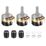 3 Pack WH138 Potentiometer 500K Ohm Single-Joint Resistors 3 Terminals with Knob