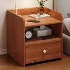 Bedside Table Bedroom Vintage Walnut Color with Tray and Drawer 47x39x48cm 1D-47