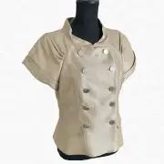 NWT VTG BCBGMAXAZRIA Matte Metallic Gold Short Sleeve Woven Jacket - Medium