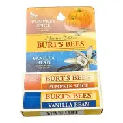 Burt's Bees 2-Piece SET Lip Balm Limited Edition Pumpkin Spice Vanilla Bean BOX