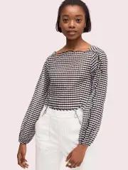 embroidered gingham blouse