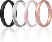 ThunderFit Super Thin Stackable Silicone Rings Wedding Bands - 12 Rings / 8 Rings / 4 Rings - 3mm Width - 1.5mm Thickness