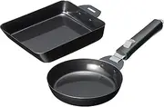 Wahei Freiz MB-2804 Iron Skillet Grill Pan, 3 Piece Set, Iron Frying Pan, IH Gas, Oven, Gray Cook2