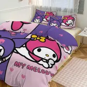 Bed Sheets g160 Kuromi Print Bedding Set Pattern Duvet Cove Set 3 Pieces 1 Quilt Cover And 2 Pillowcases for Women Men Teens tq160 Bed Sheets