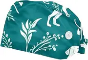 [YTYVAGT] 2-Pc,Scrub Bouffant Caps,Workout Hat with Sweatband Headgear for Women,Butterfly Floral Dog