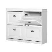NNEDSZ Shoe Cabinet Shoes Storage Rack Organiser White Shelf Drawer Cupboard 24