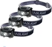 HappyOrange 3-Pack Waterproof LED Headlamp (White and Red Lights), 4 Light Modes Lightweight Headlight for Running, Hiking, Hunting, Fishing, Camping