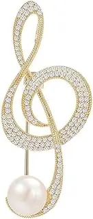[Amzheziyi] Brooch Charming Large Retro Music Note Vintage Jewelry Antisilver Crystal Brooch Antique Fleur De Lis Broche Coroa Lady Pin Blouse