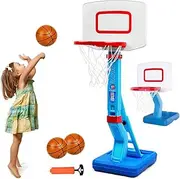 Toddler Basketball Hoop Height Adjustable for Kids Indoor Outdoor Play Portable Basketball Goal Poolside Basketball Hoop for Swimming Pool Basketball Toy for Boys Girls Age 1-3 2-5 4-8