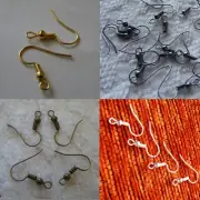 40Pcs French Earring Hooks Ball Coil Ear Wires Gold/Silver/Copper/Black/Bronze