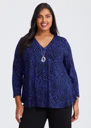 [TS] Taking Shape Natural Milla Abstract Top Size 16 in Ultramarine / Black, Viscose - Plus Size Women's Tops & T Shirts Ultramarine / Black