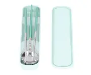 Portable Utensils Stainless Steel Cutlery Set with Fork Spoon Chopsticks for Workplace Camping School PicnicGreen