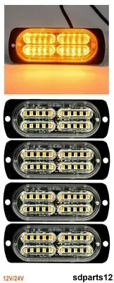 4 LED Warning Lights 12-24V 10W Orange Strobe Flash Car Truck