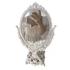 Novelty Carved Flip Mirror Retro Style Decor Mirror Small Oval Make-up Tools