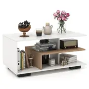 Giantex 3-Tier Coffee Table Rectangular Center Table w/Storage Shelf Home Office Display Table