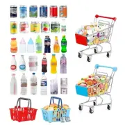 135Pcs Mini Shopping Cart Basket Miniature Food Drink Toy Supermarket Metal H...