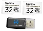 High Endurance 32GB MicroSDHC Memory Card (2 Pack) for Dash Cams & Home