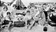 1925 A family picnic on Glenelg beach Australia OLD PHOTO