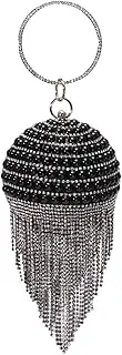 [Santimon] Women Crossbody-Bag Wedding Round Clutch-Purse Party Pearl Evening-Bag Bride Tassel Shoulder-Bag 3 Colors 4 x 8Inches