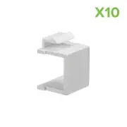 10 X BLANK KEYSTONE JACK INSERT ADAPTER WHITE
