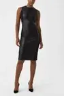 SPANX Leather-Like Combo Sheath Dress Luxe Black Size Medium NWT $218