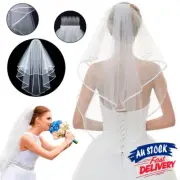 Wedding 2-Tier Bridal Veil With Satin Women Hen's White Ivory Comb Night