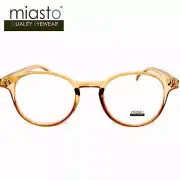 MIASTO PREPPY ROUND KEYHOLE READING GLASSES+1.75 CLEAR GOLDEN BROWN~SMALL MEDIUM