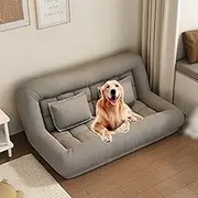 KCCRHIN Folding Sofa Bed Folding Small Sofa Soft Fluffy Floor Sofa Bed Upholstered Tatami Floor Futon Sofa for Adults, Children, Pets Lazy Sofa Bean Bag Bed Supportive with Metal Skeleton,Gray,S
