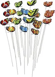 WeiLaiKeQi 24x Artificial Butterflies Garden Stakes Versatile Decoration Decorative Gardening Entryway Flower Bed Patio Plant Pot Decor