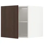 METOD top cabinet for fridge/freezer, white/Sinarp brown, 60x60x60 cm
