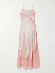 [Carine Gilson] Carine Gilson - Lace-trimmed Silk-satin Nightdress - Blush - small small Pink