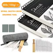 12in Spiral Sketchbooks Drawing Paper Pads /Blending Stumps Pen Tool for Pencils