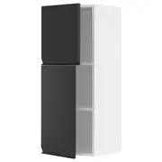 METOD wall cabinet with shelves/2 doors, white/Upplöv matt anthracite, 40x37x100 cm