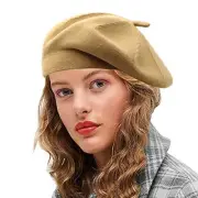 Sydbecs Cashmere Beret Hats for Women Girls, Reversible French Berets Camel2