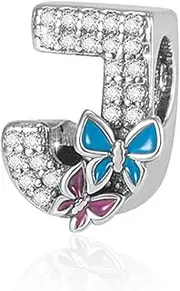 [Su-Carata] S925 Sterling Silver A~Z Letters Charms with Cubic Zircon Stones
