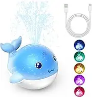 PHNIXGAM Upgraded Rechargeable Kids Bath Toy with Easy Charging, LED Light Up Whale Bath Toy Sprinkler Bathtub Pool Water Fountain Toy