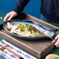在飛比找momo購物網優惠-【Jun Jun】14吋陶瓷魚盤 烤盤