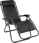 Zero Gravity Portable Reclining Lounge Folding Outdoor Camping Beach Chair Black