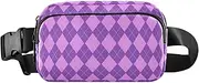 [Amooorous] Peach and Purple Checkerboard Cute Crossbody Bag Waist Packs for Women Men Water Resistant Sling Chest Bag with Adjustable Strap for Cycling Hiking Gym, Peach and purple checkerboard, 1 size