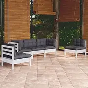 Generic 5 Piece Garden Lounge Set with Cushions Solid Pinewood,3096185