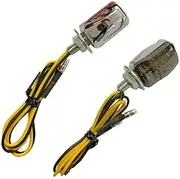 TDR 2pcs 6mm Universal Motorcycle LED Chrome Micro Mini Tiny Small Indicators Turn Signals, Amber Light
