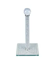 Paper Towel Stand Silver Countertop Roll Dispenser Square Base Sparkly