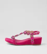 New Django & Juliette Wexler Fuchsia Suede Jewels Sandals Womens Shoes Dress