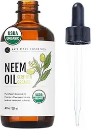 [Kate Blanc Cosmetics] Neem Oil for Skin, Hair & Face. Safe for Dog, Plants, Scalp (4oz, Organic, Cold Pressed, Concentrate)