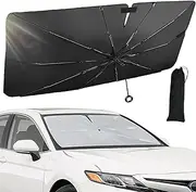 Car Windshield Sun Shade Umbrella,Pull Ring Car Sun Shade Front Window Cover,Upgrade Foldable Sunshade Umbrella with Opening Design for UV Ray Block for Most Vehicles 59 x 32Inch Large Size