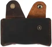 [CestAntiQ] Slim Leather Card Holder, Minimalist Credit Card Wallet, Front Pocket Wallet, Compact Card Case for Men Women, RFID Blocking, Durable Leather Wallet, Brown, 6.88 x 3.93 x 0.59 Inch, Casual