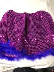 Sequin Short Skirt Purple Blue Feathers Halloween Costume Elastic Band