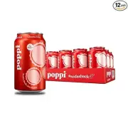 Poppi Classic Cola Flavor, 12 oz, Pack of 12 Sparkling Prebiotic Soda
