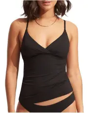 [Seafolly] Collective Wrap Front Singlet in Black